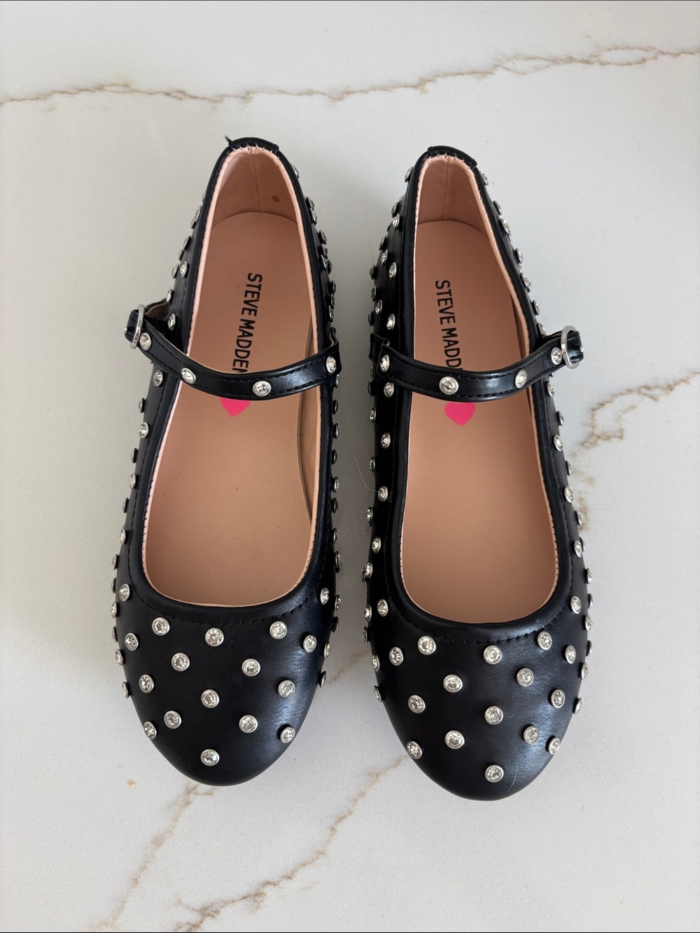 Steve Madden Black Studded Mary Jane Flats for Kids